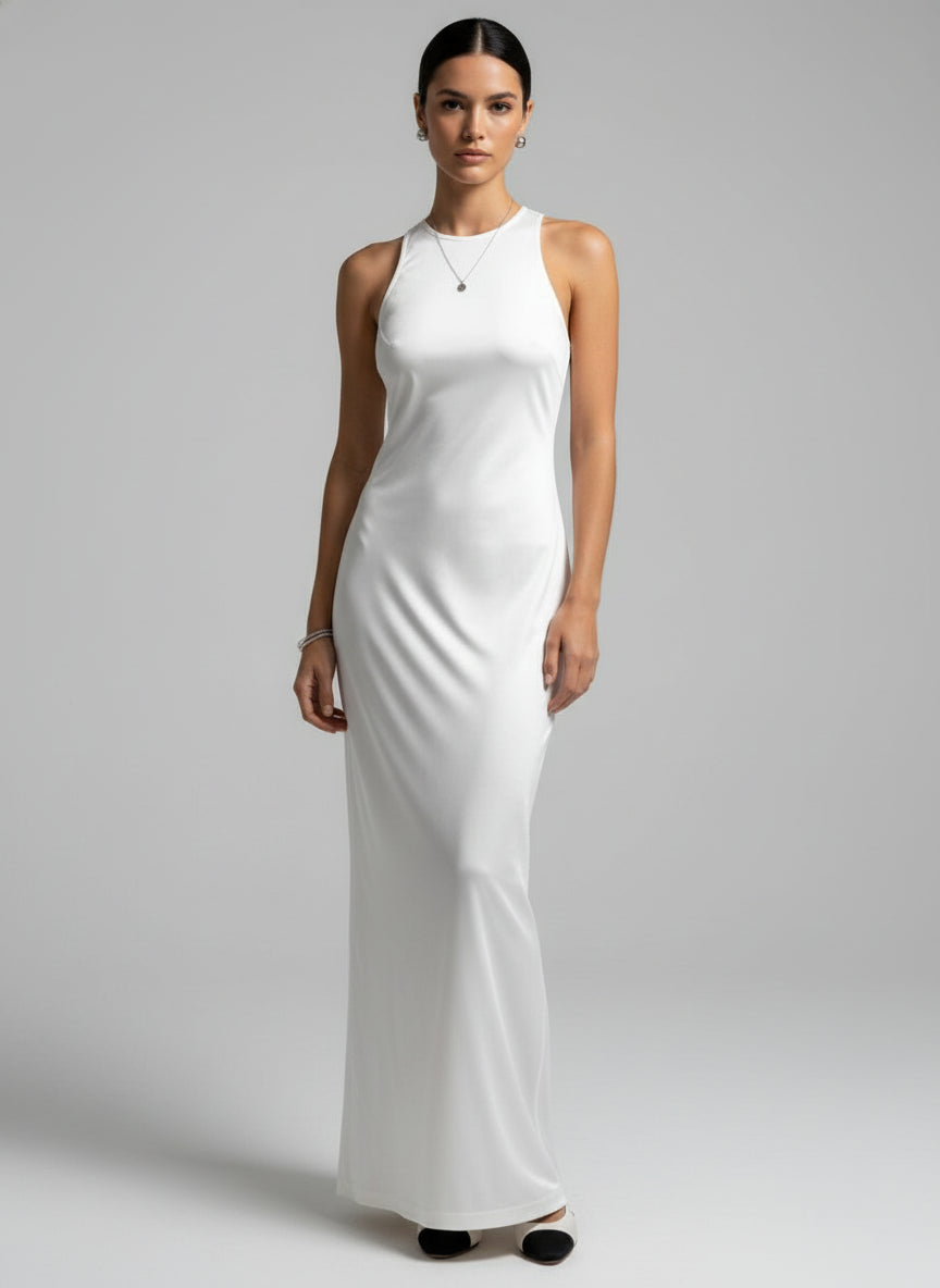 White Sheath Maxi Dress