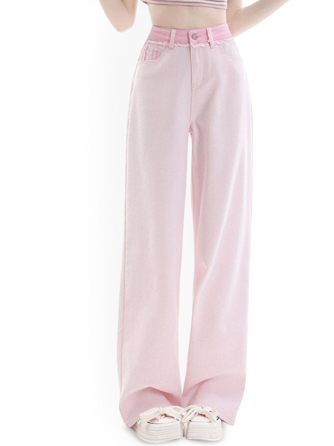 Pink Relaxed Fit Solid Cotton Trouser