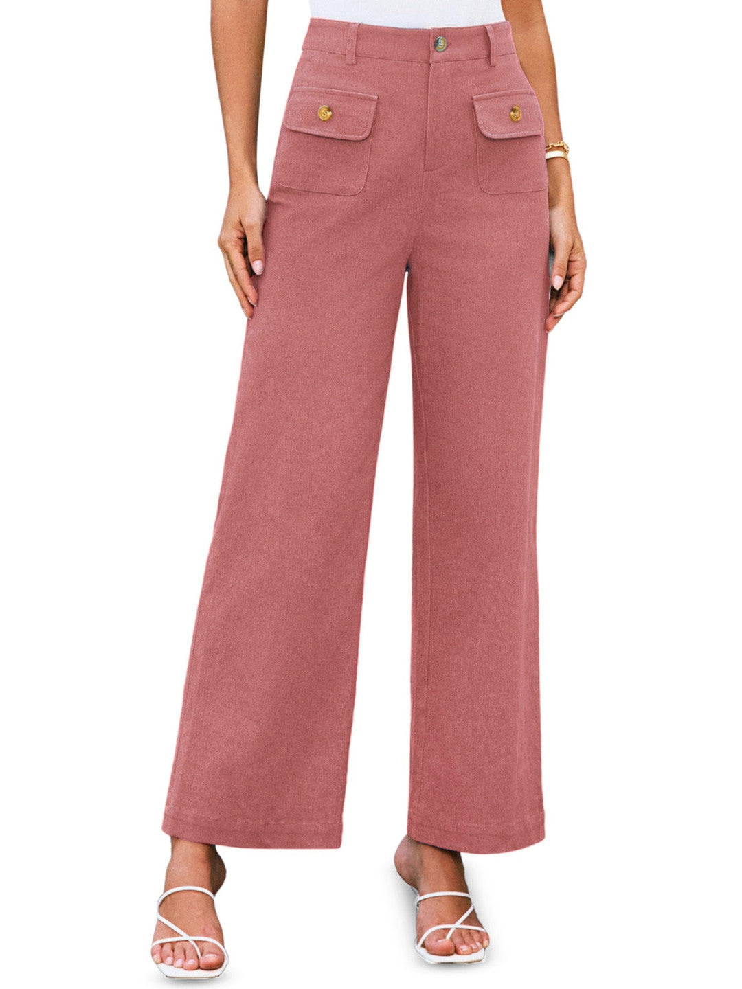 Pink Regular Fit Solid Polyester Trouser