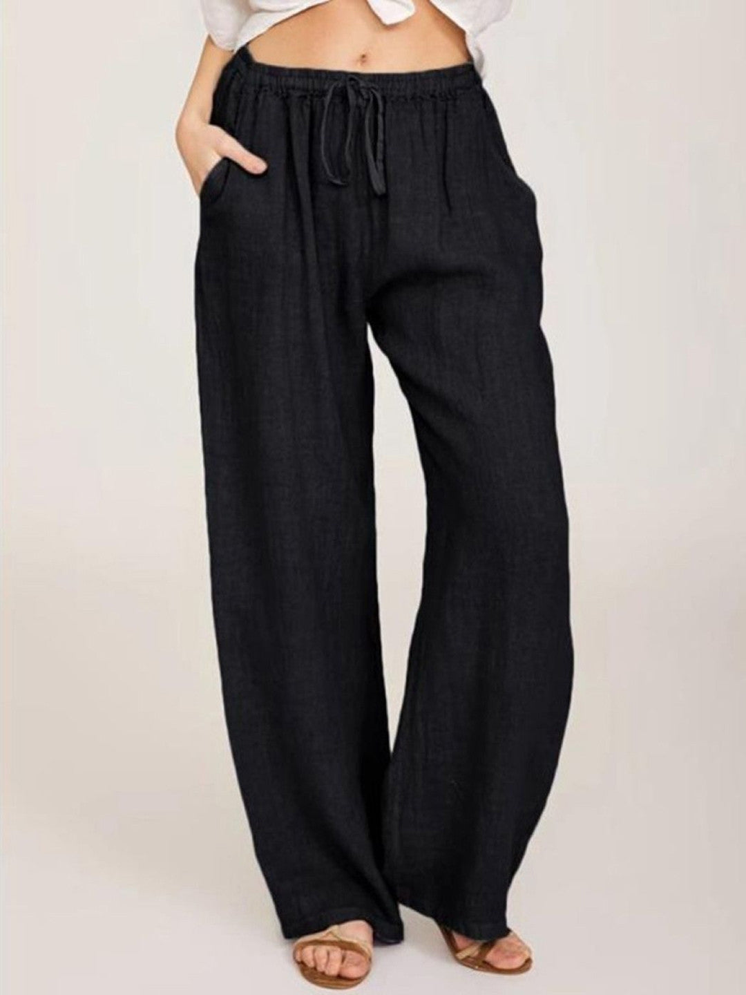 Black Regular Fit Solid Polyester Trouser