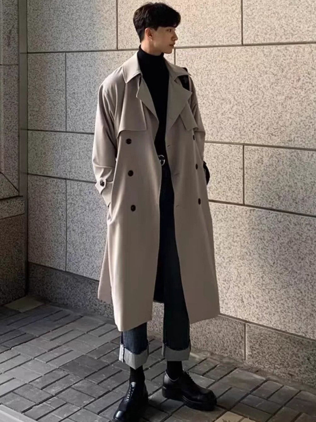 Brown Spread Collar Long Sleeves Solid Polyester Open Front Jacket