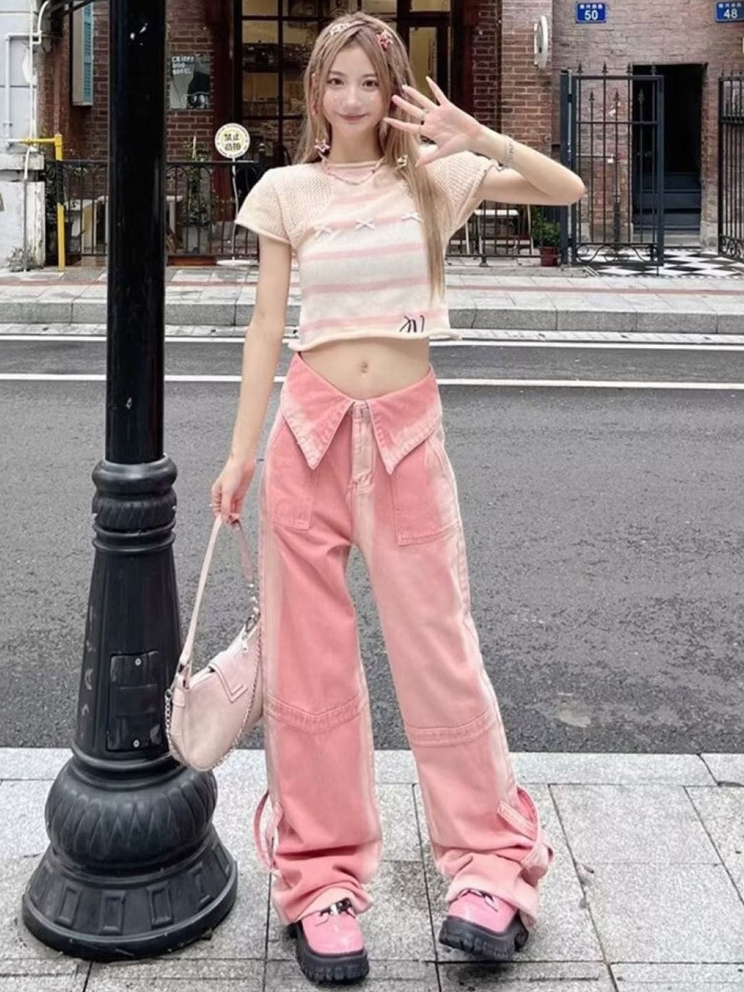 Pink Relaxed Fit Solid Cotton Trouser