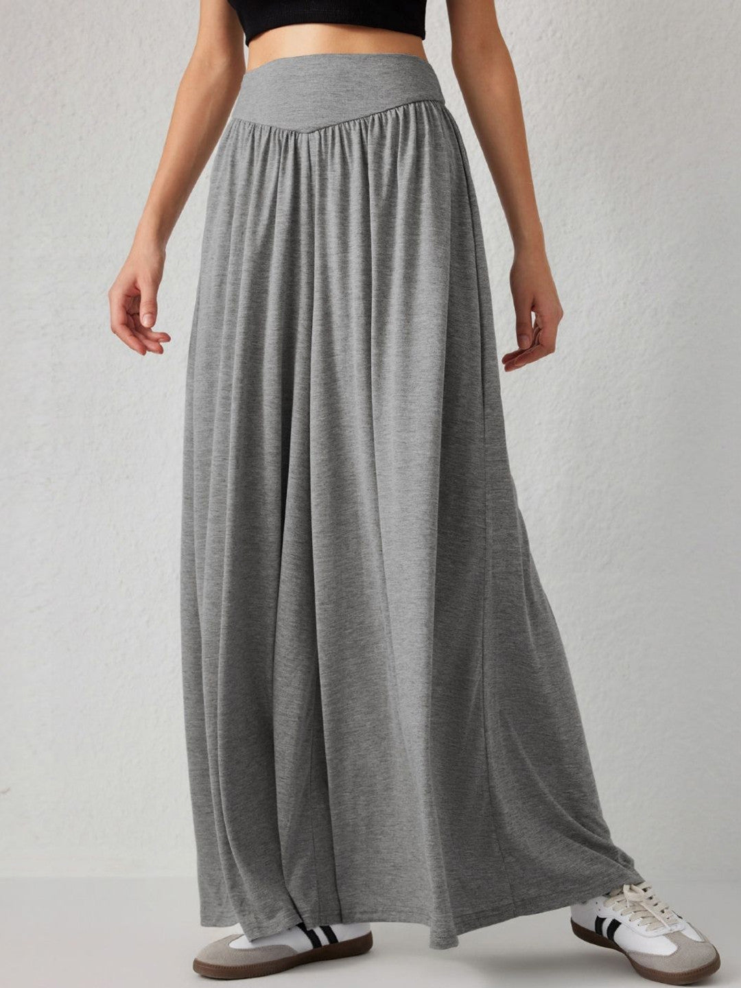 Grey Loose Fit Solid Polyester Trouser