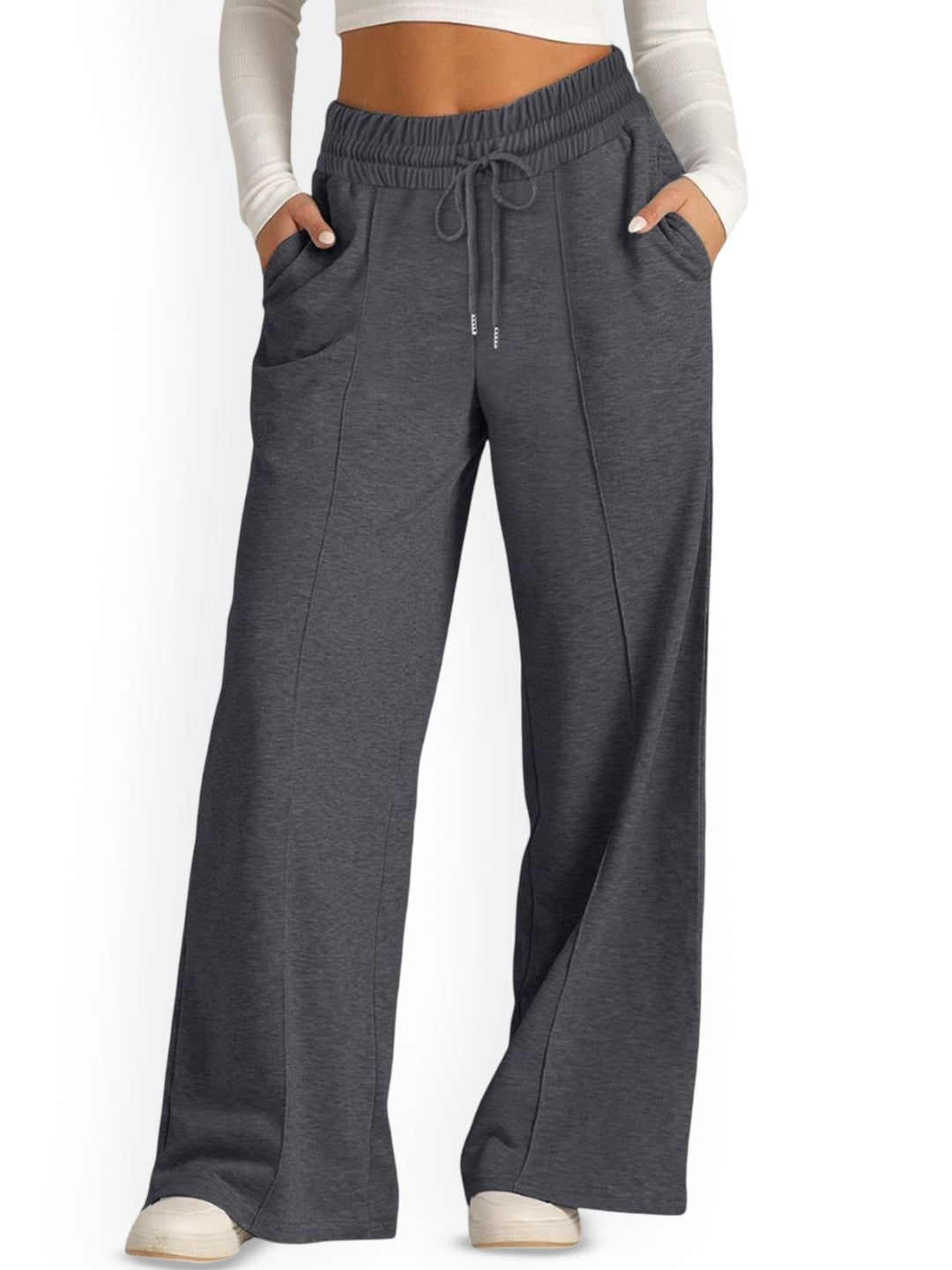 Grey Relaxed Fit Solid Polyester Trouser