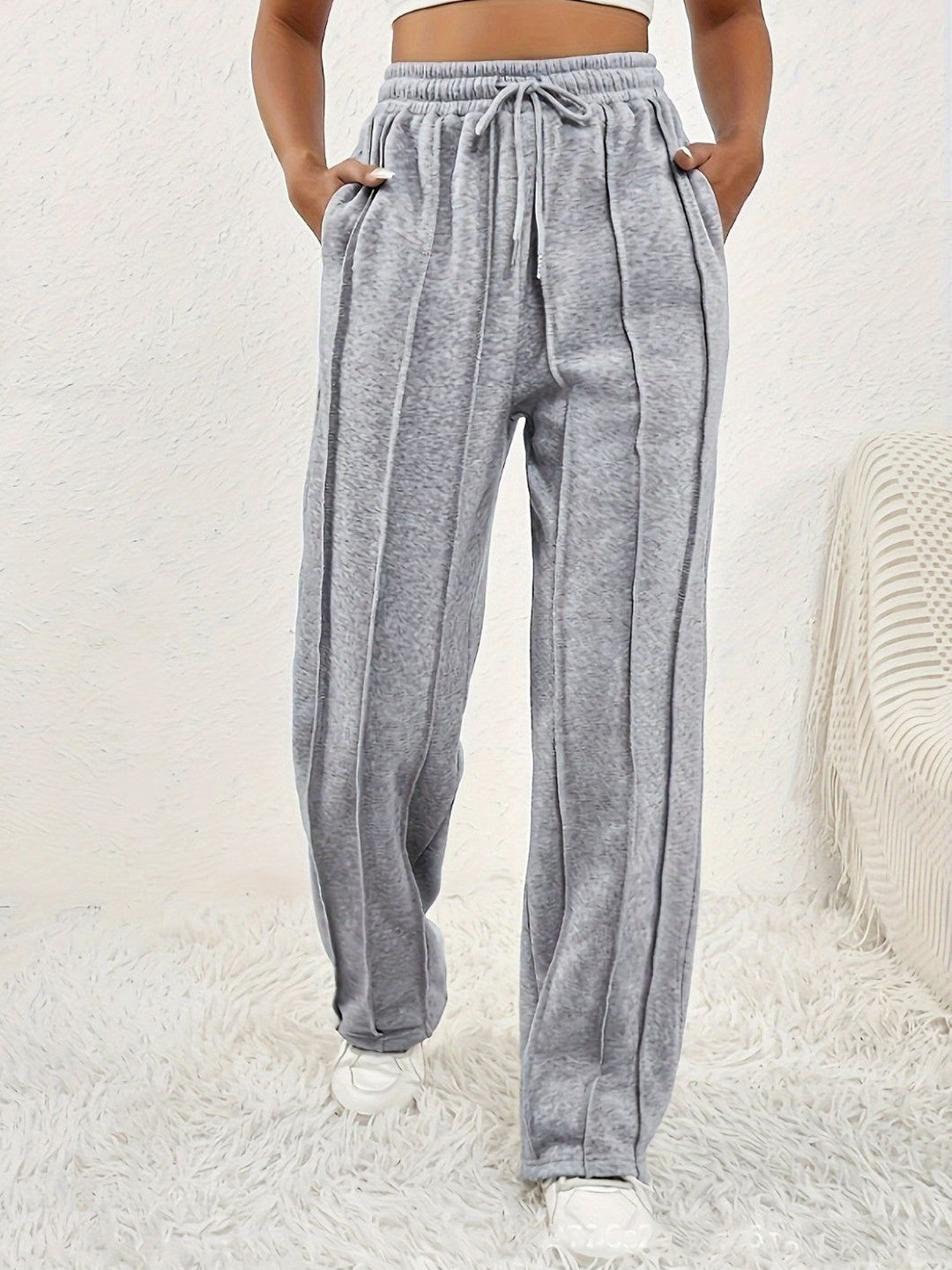 Grey Regular Fit Solid Polyester Trouser