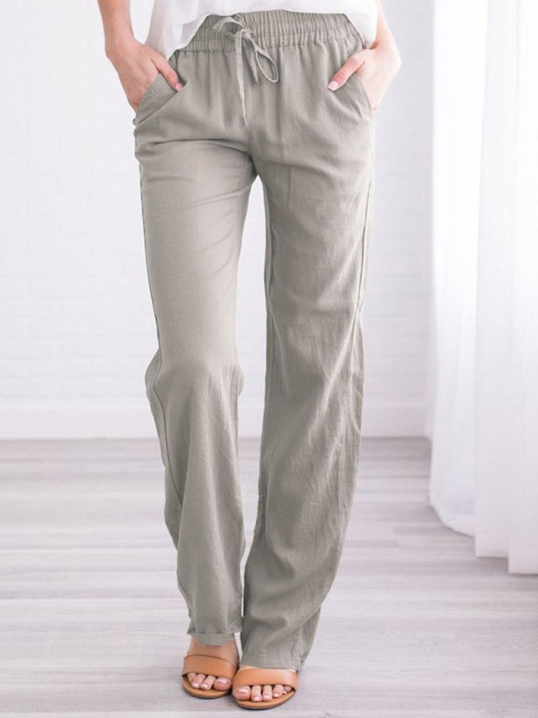 Grey Regular Fit Solid Cotton Trouser