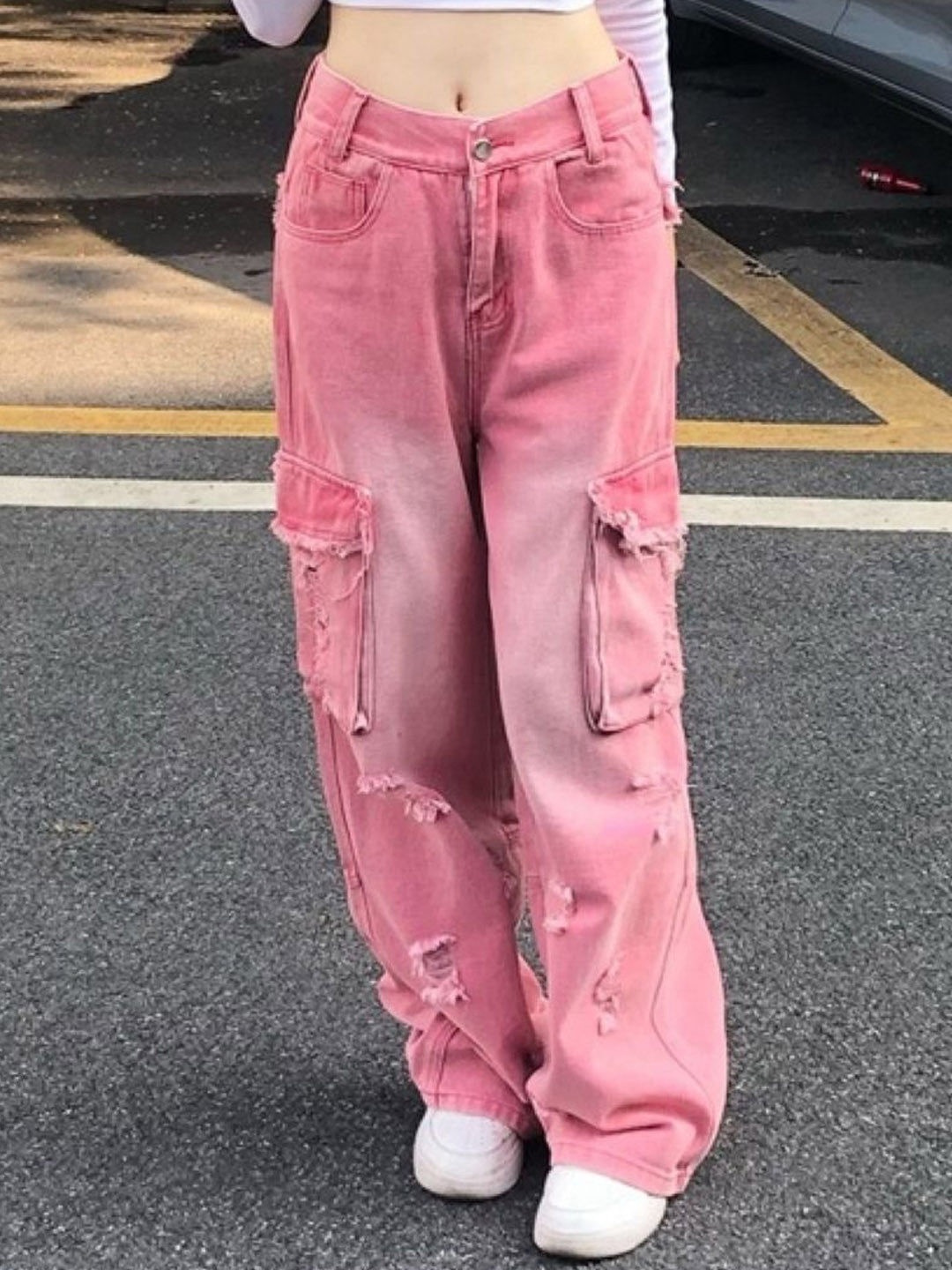 Pink Relaxed Fit Solid Cotton Trouser