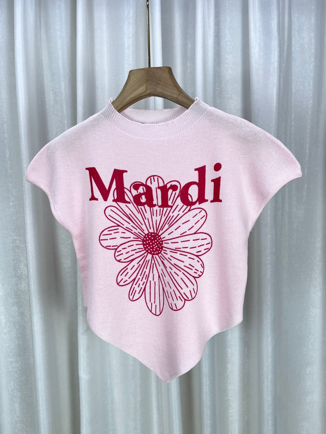 Pink High Neck Graphic Short Sleeves Viscose Rayon Regular Top