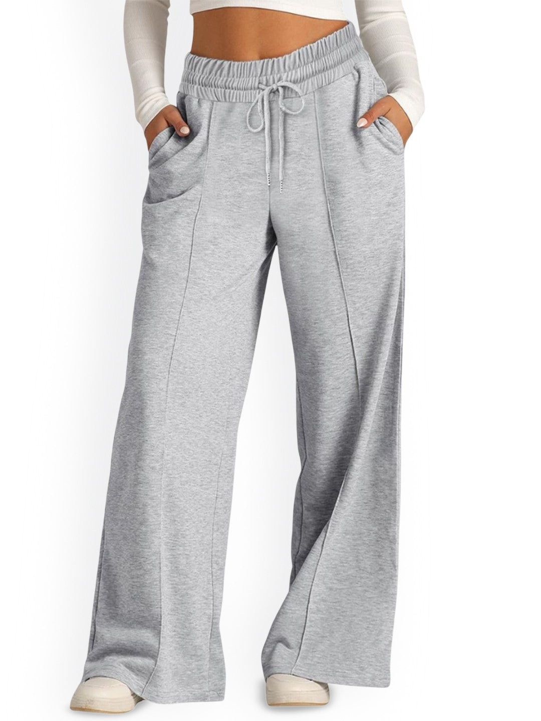 Grey Relaxed Fit Solid Polyester Trouser