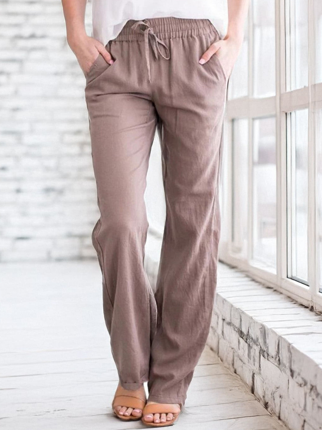 Brown Regular Fit Solid Cotton Trouser