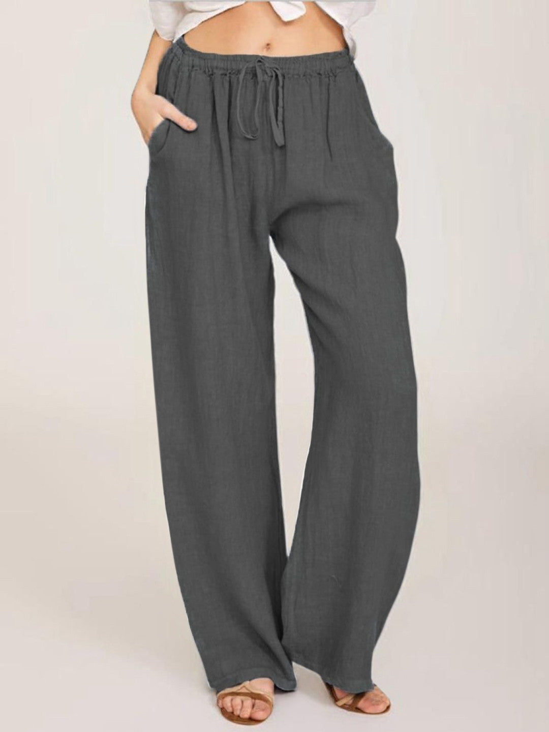 Grey Regular Fit Solid Polyester Trouser
