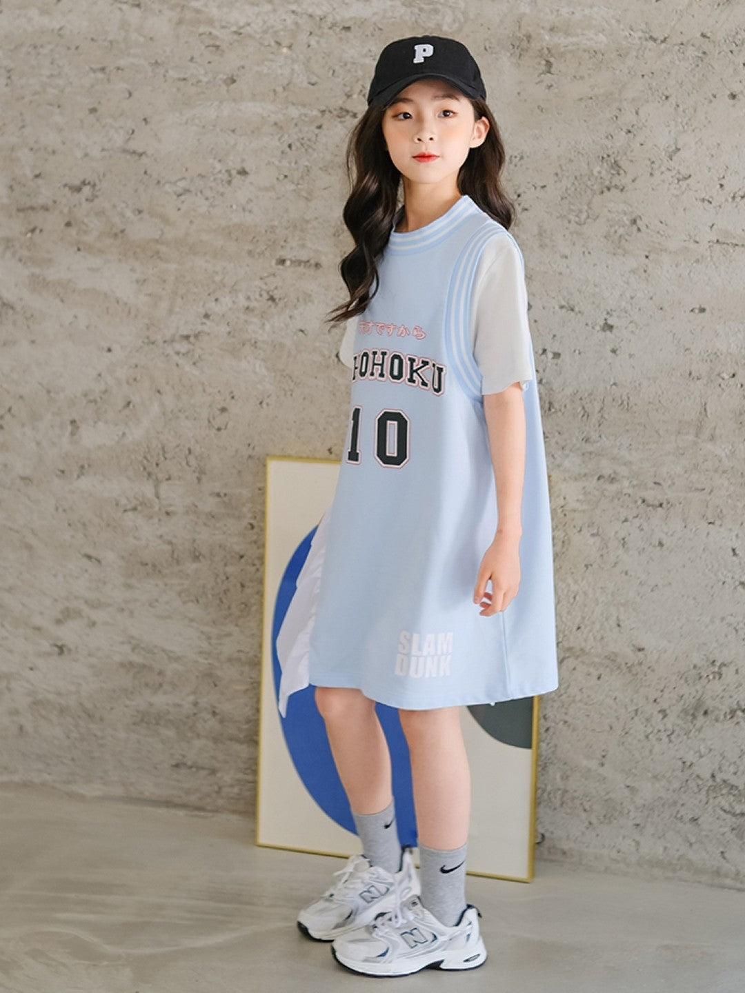 Blue Round Neck Casual A-Line Typography Cotton Knee Length Dresses