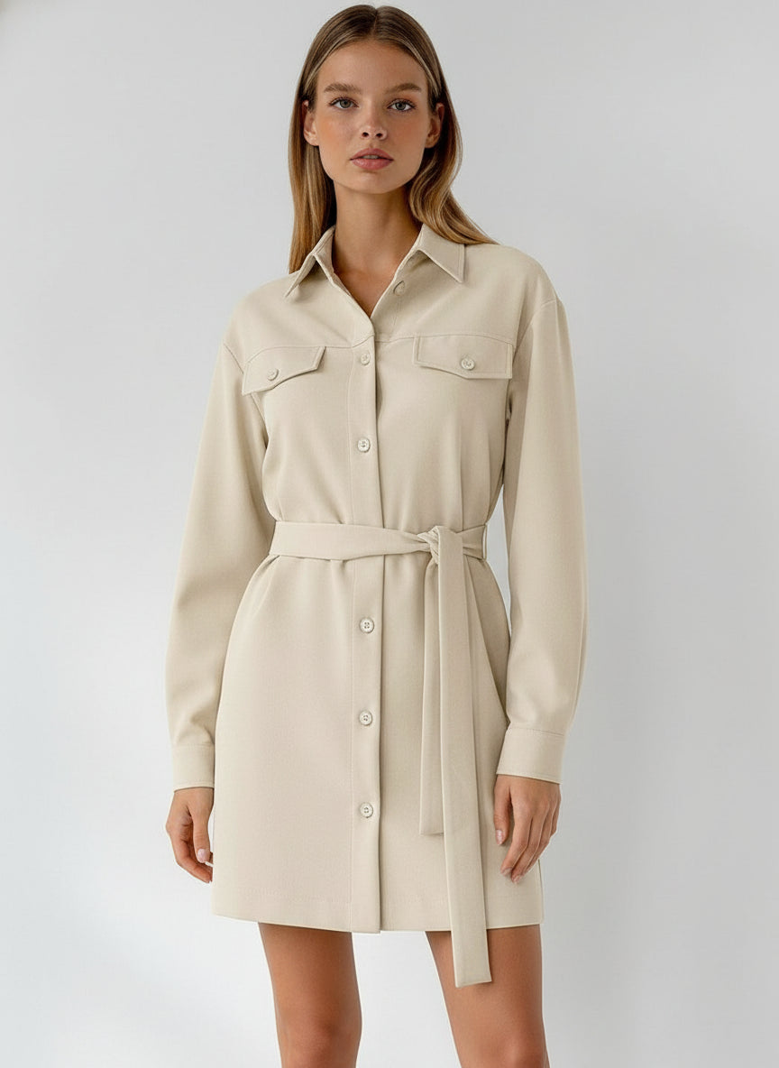 Cream Shirt Dress