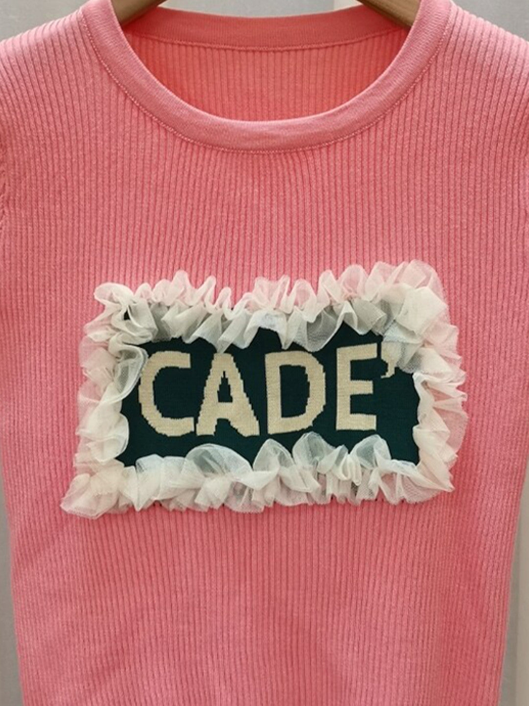 Pink Round Neck Short Sleeves Typography Regular Sleeves Viscose Rayon Top