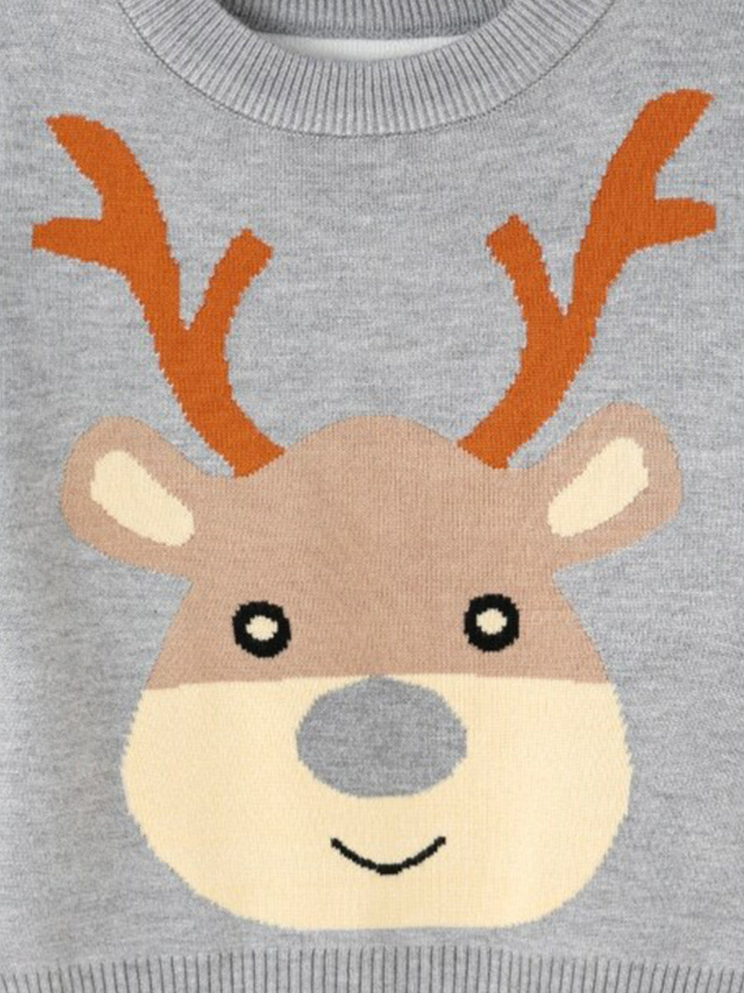 Grey Round Neck Printed Long Sleeves Casual Pullover Viscose Rayon Sweater