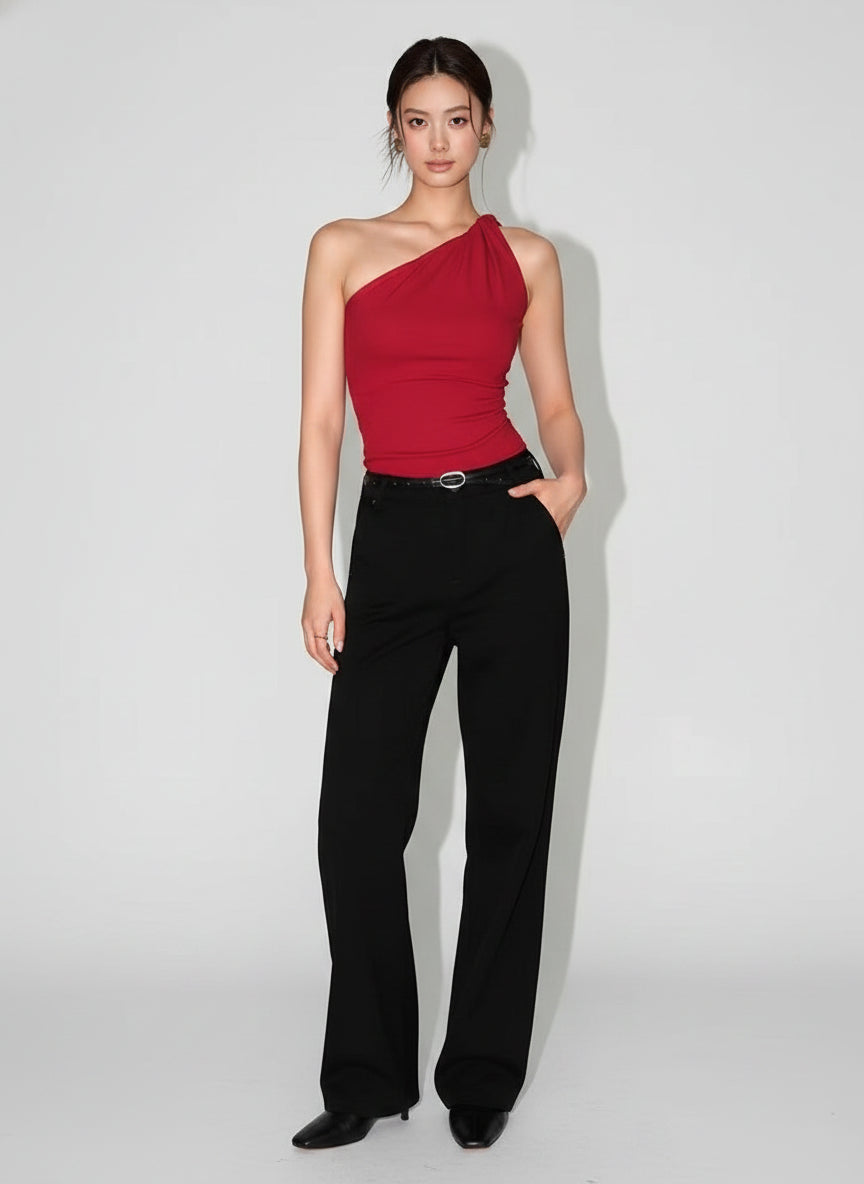 Red One Shoulder Top