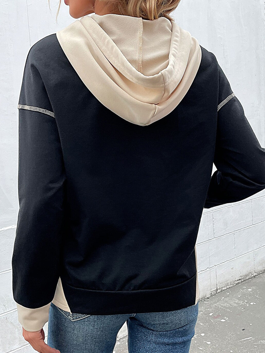 Black Polyester Hoodie Jacket