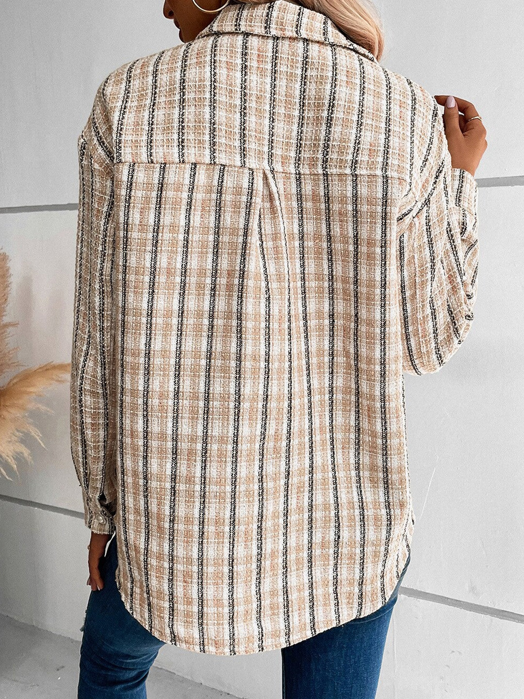 Khaki Shirt-Style Polyester Top