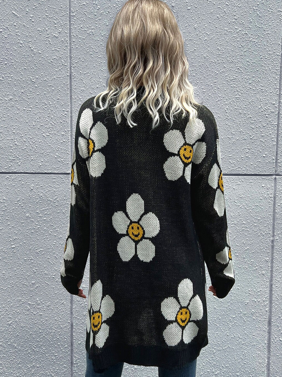 Black Floral Embroidered Acrylic Jacket