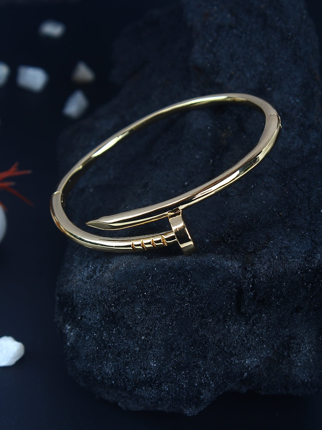 Gold-Plated Gold Bangle-Style Brass Slip-On Bracelet