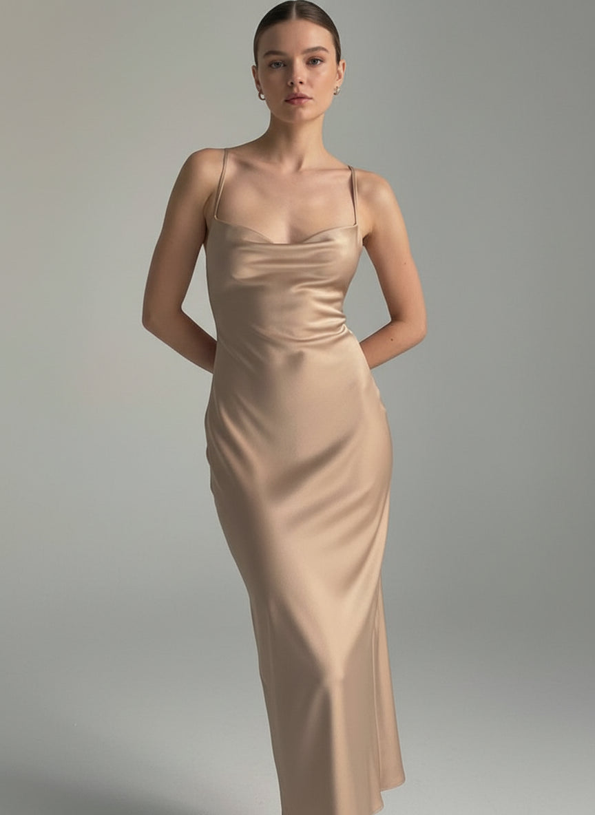 Beige Bodycon Midi Dress