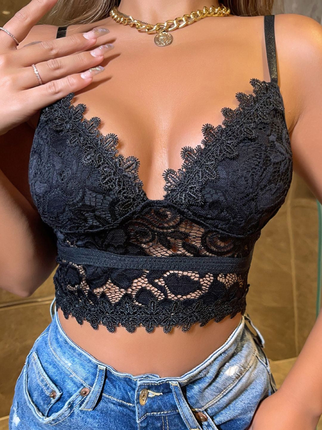 Black Shoulder Straps Sleeveless Solid Polyester Corset Top