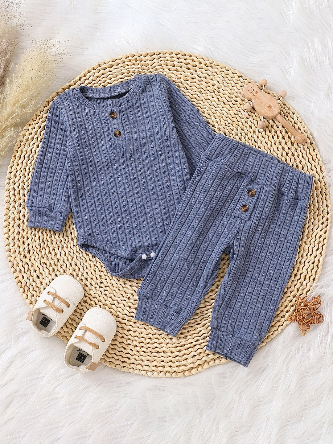 Blue Regular Cotton Rompers