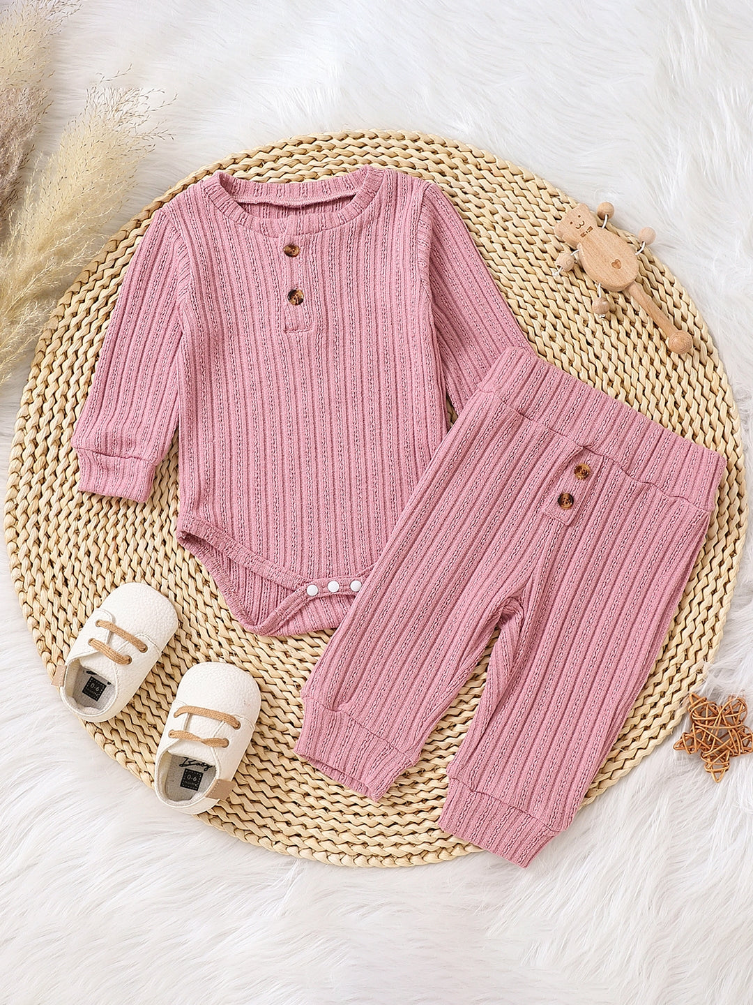 Pink Regular Cotton Rompers