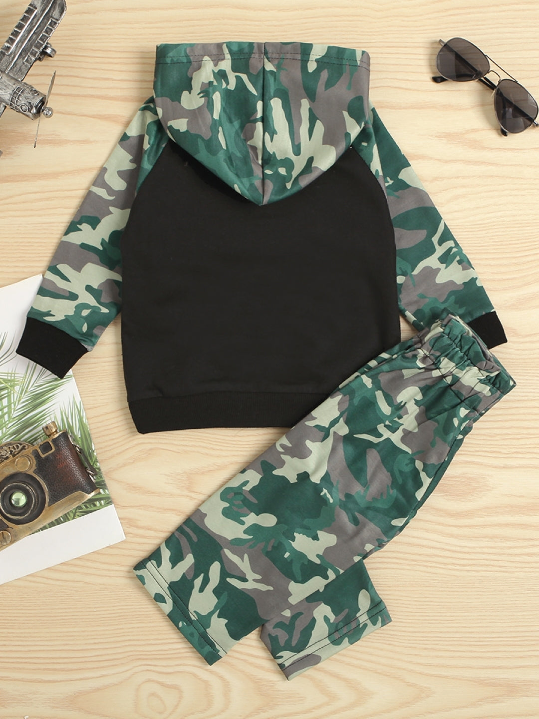 Green Hood Long Sleeves Pure Cotton Top & Trousers Set