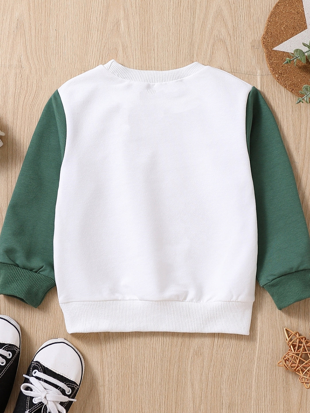 Green Round Neck Long Sleeves Printed Cotton Sweatshirt