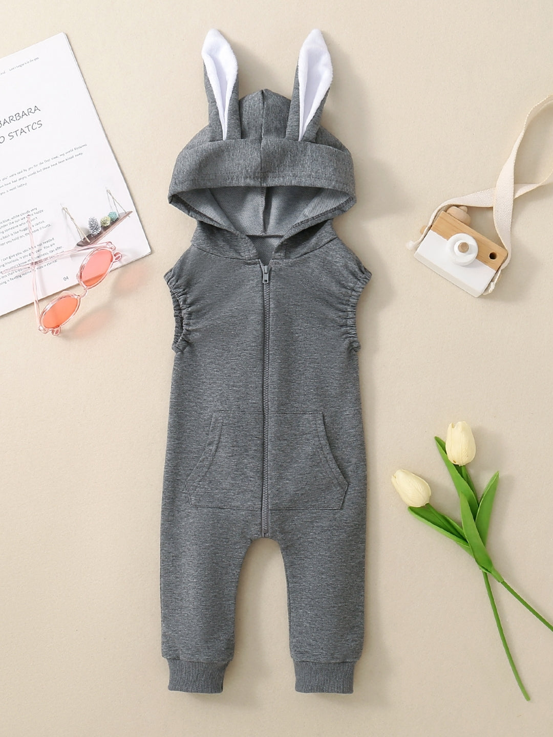 Dark Grey Regular Cotton Rompers