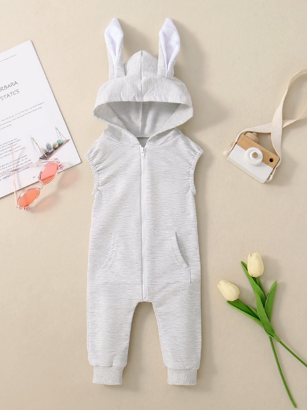 Grey Regular Cotton Rompers