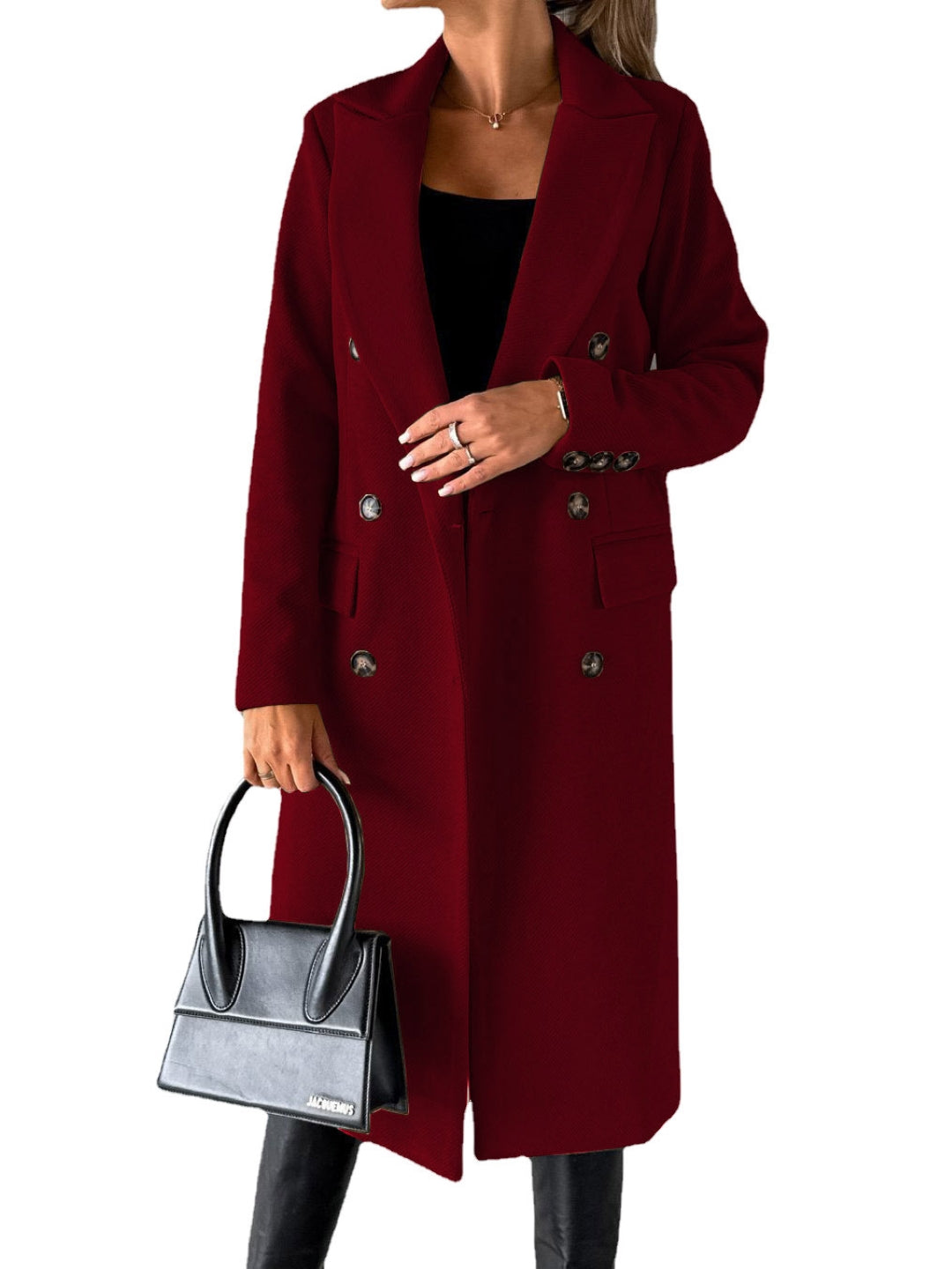 Red Halter Neck Solid Long Sleeves Polyester Top