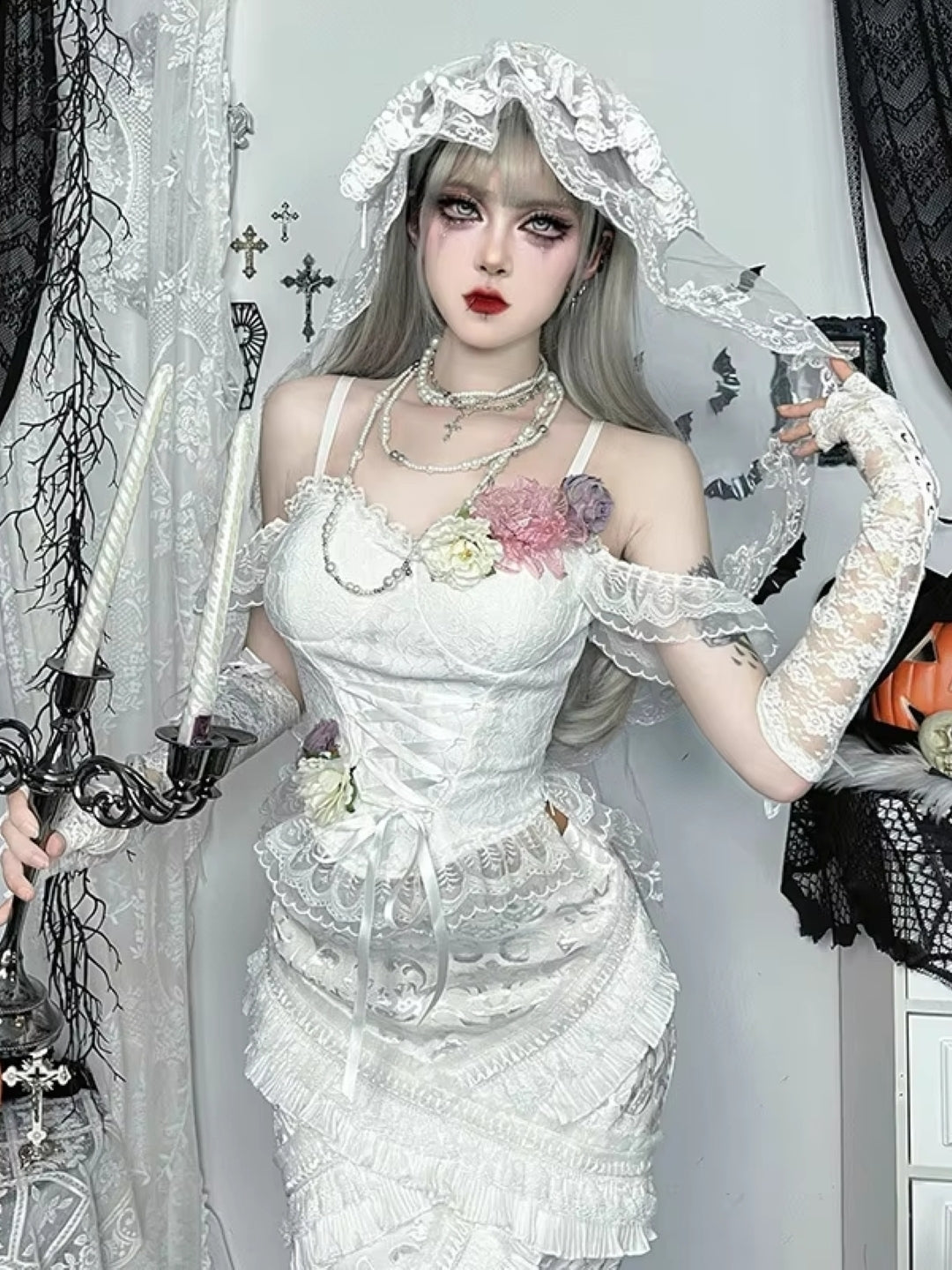 White Solid Maxi Polyester Skirt