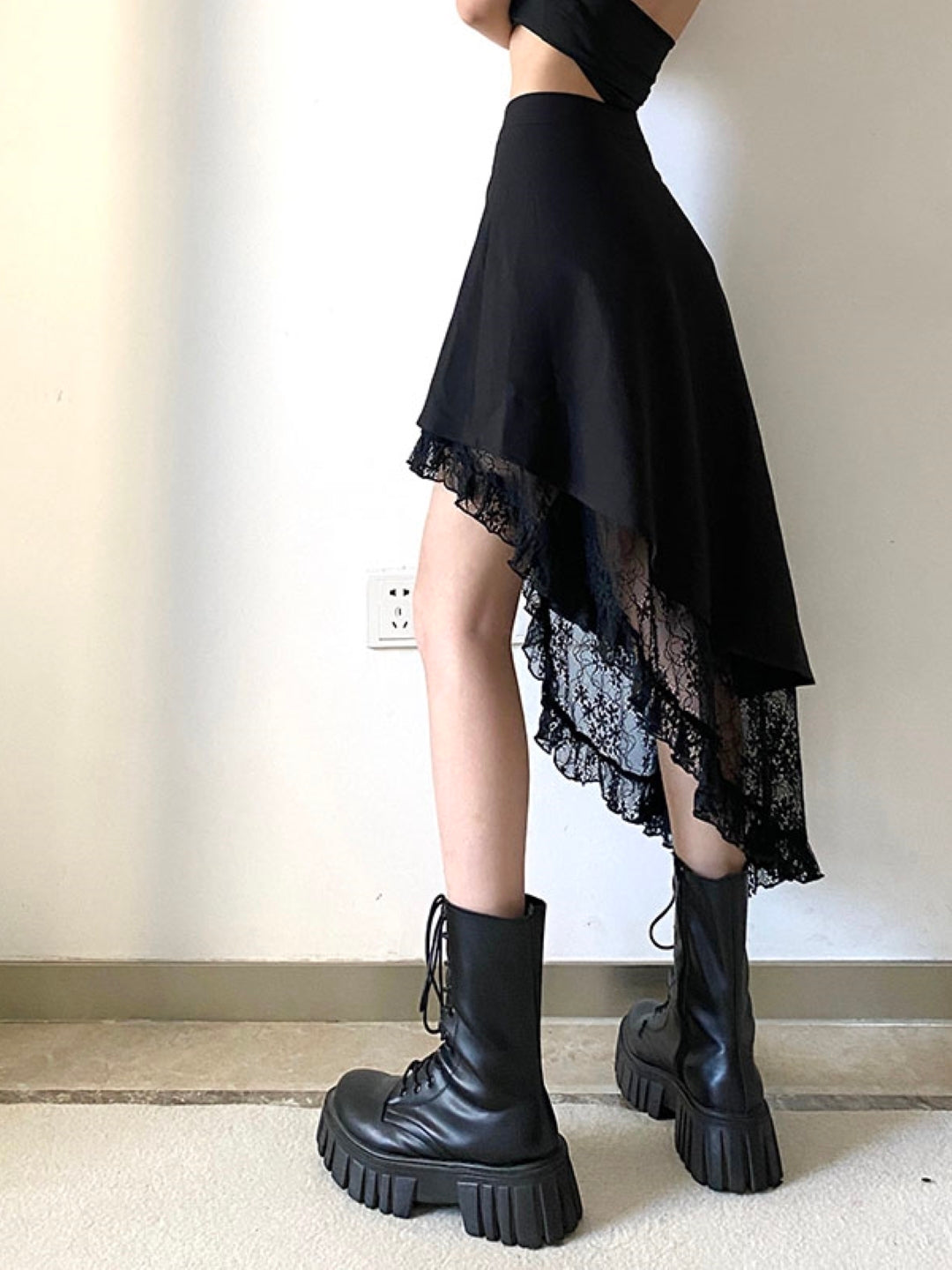 Black Flared Maxi Casual Polyester Solid Skirt