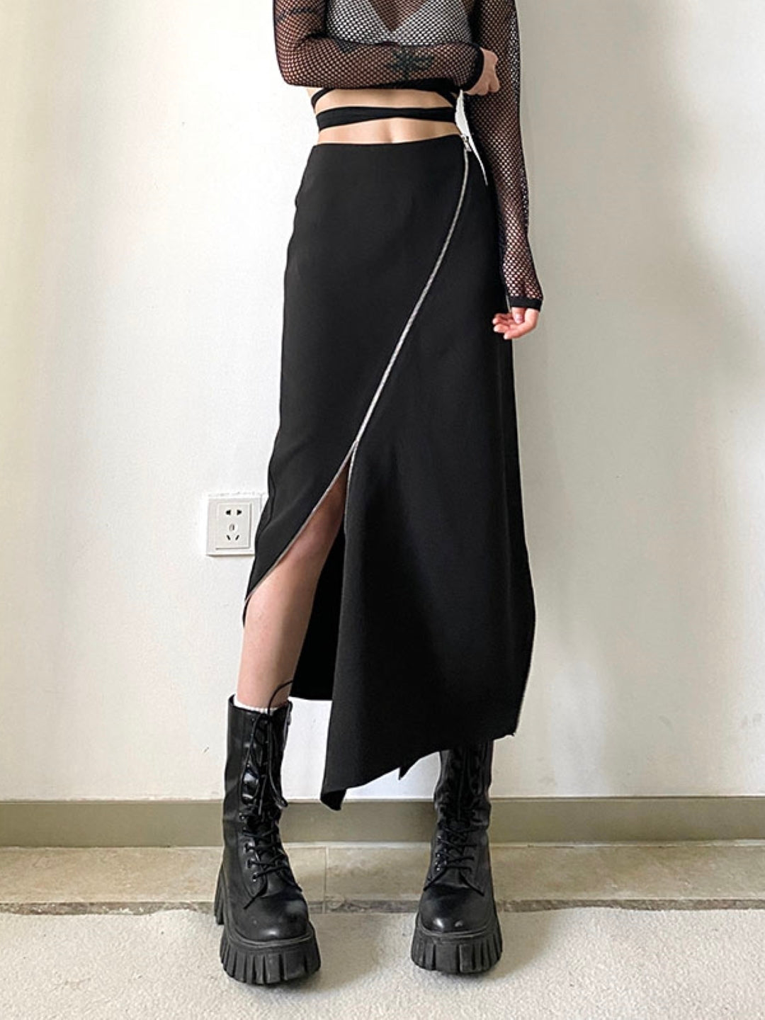 Black Straight Maxi Casual Polyester Solid Skirt