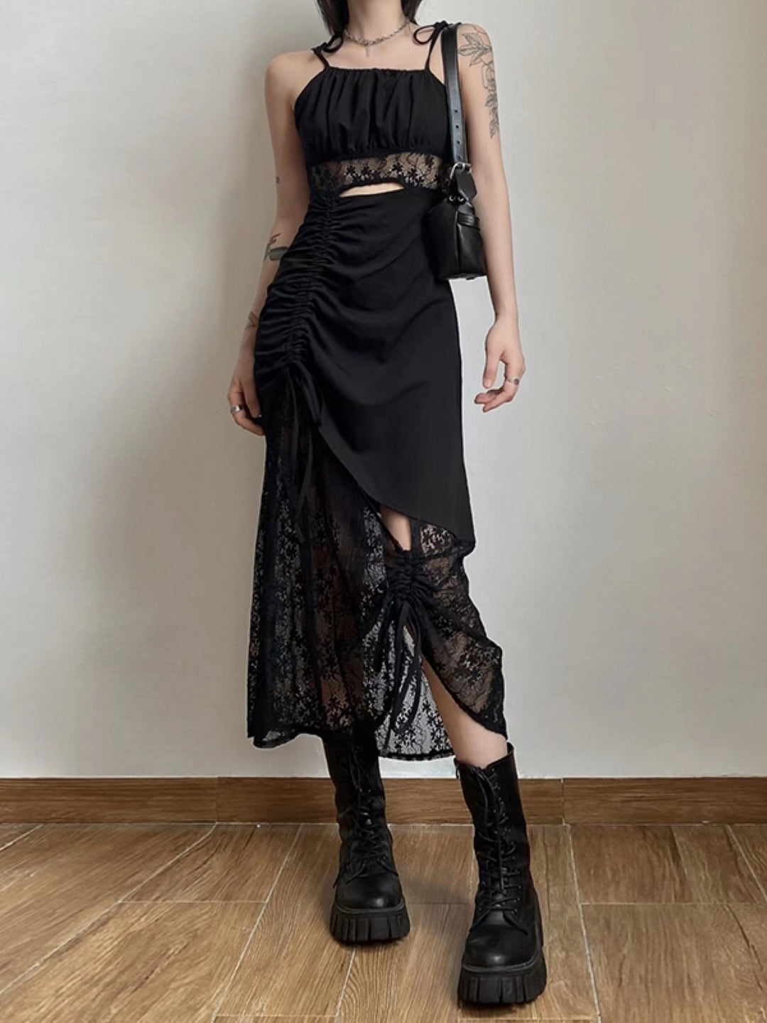 Black Flared Maxi Casual Polyester Solid Skirt