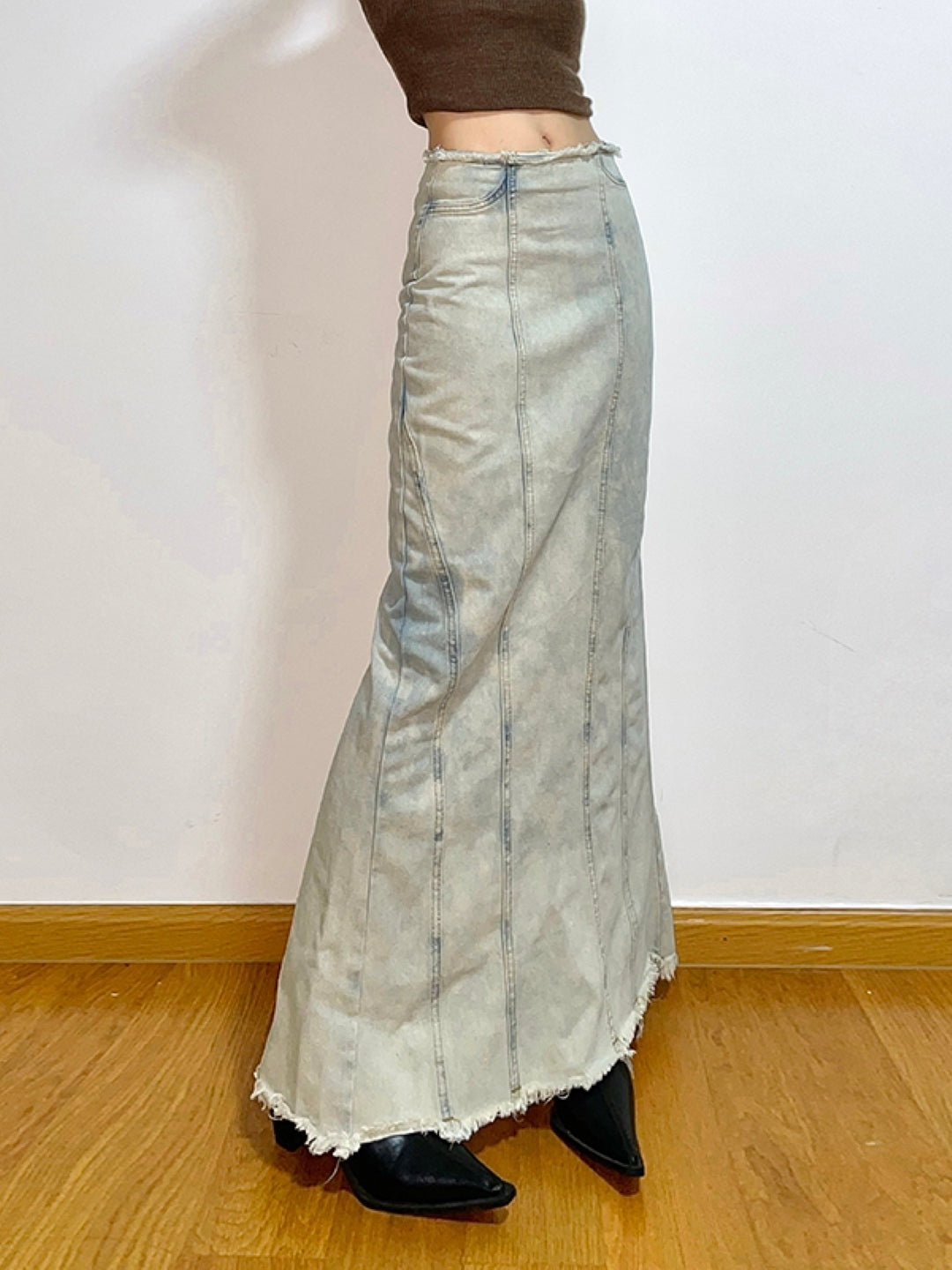 Blue Straight Maxi Casual Polyester Solid Skirt