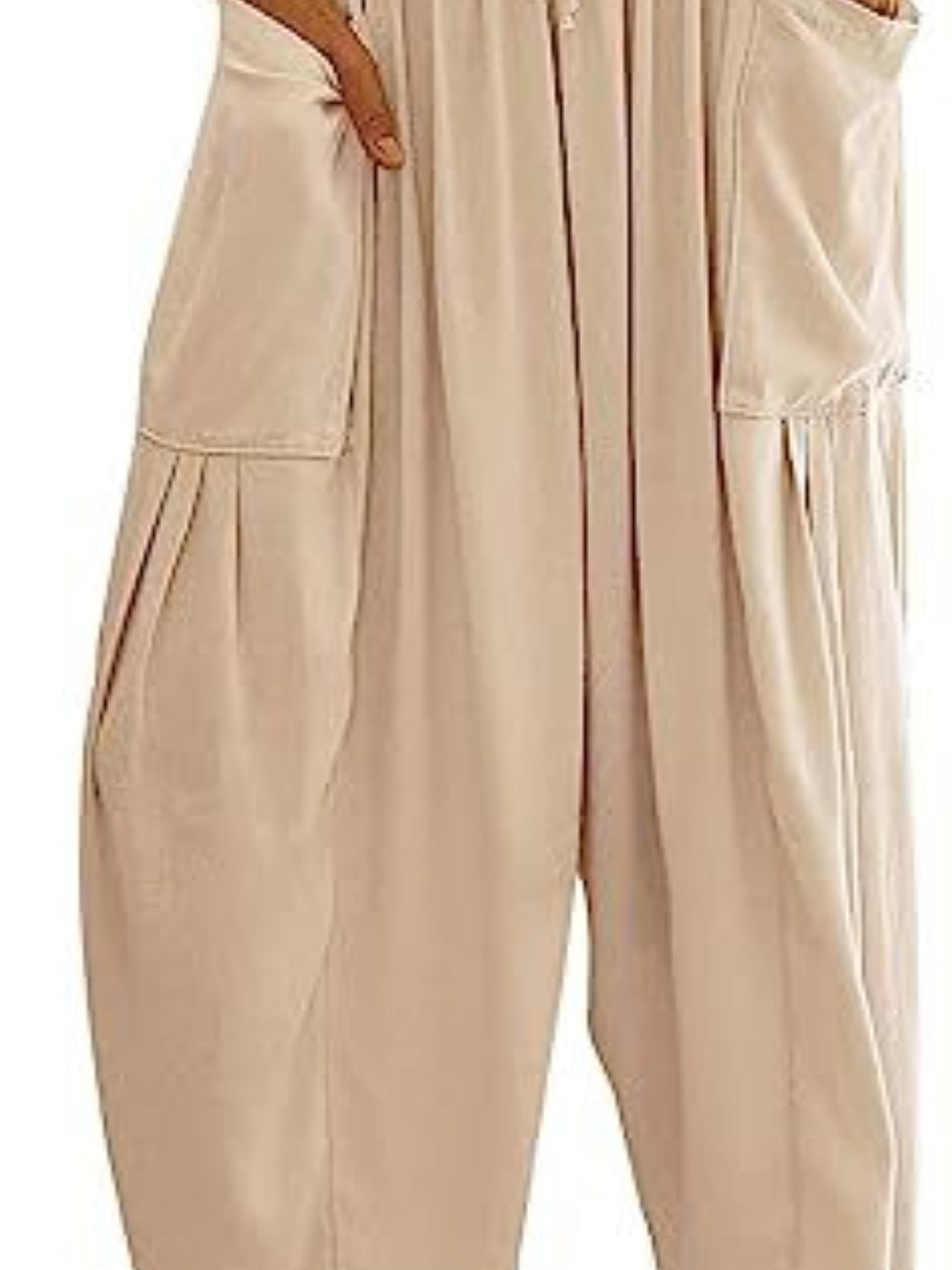 Cream Solid Regular Fit Polyester Trouser