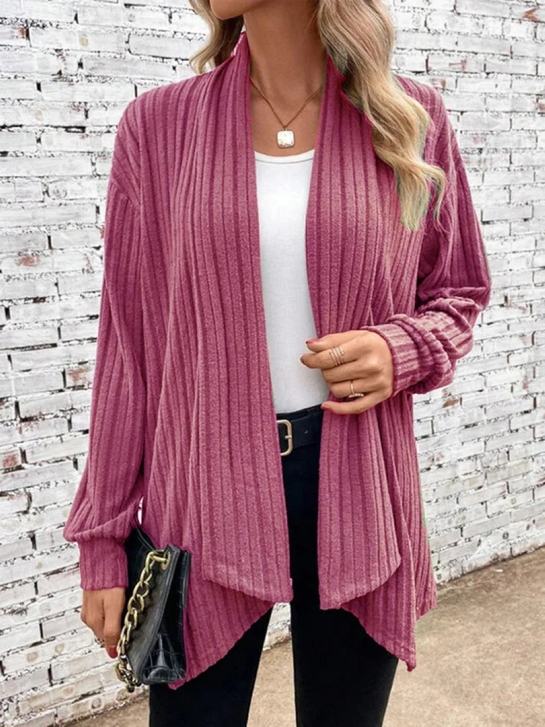 Red V-Neck Solid Long Sleeves Polyester Top