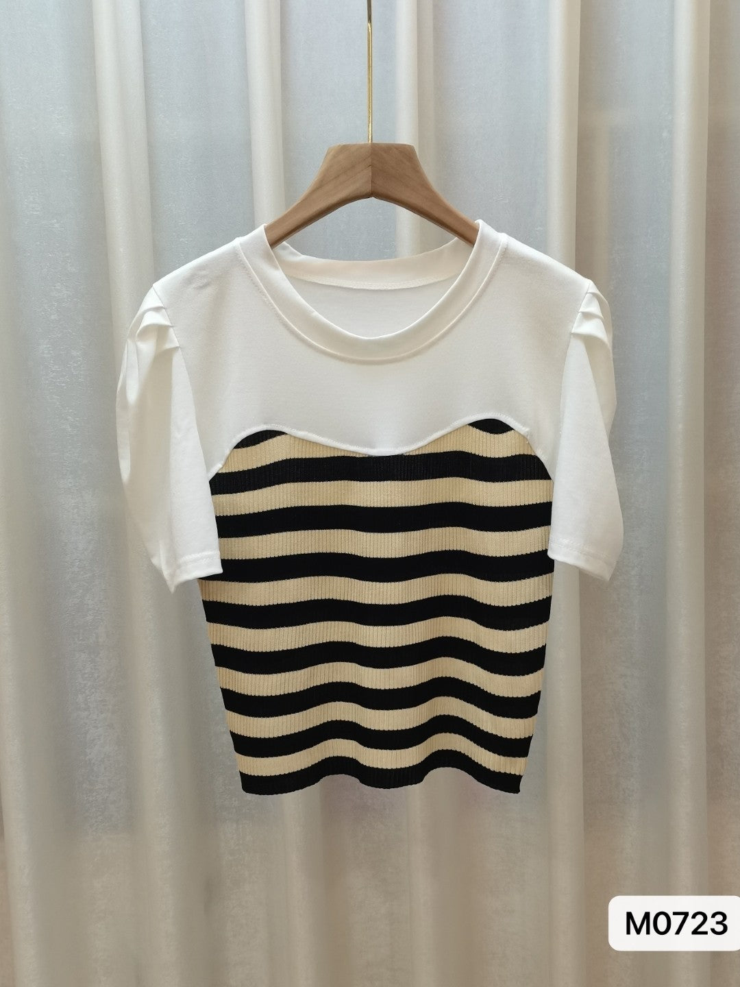 White Viscose Rayon Round Neck Long Sleeves Solid Top