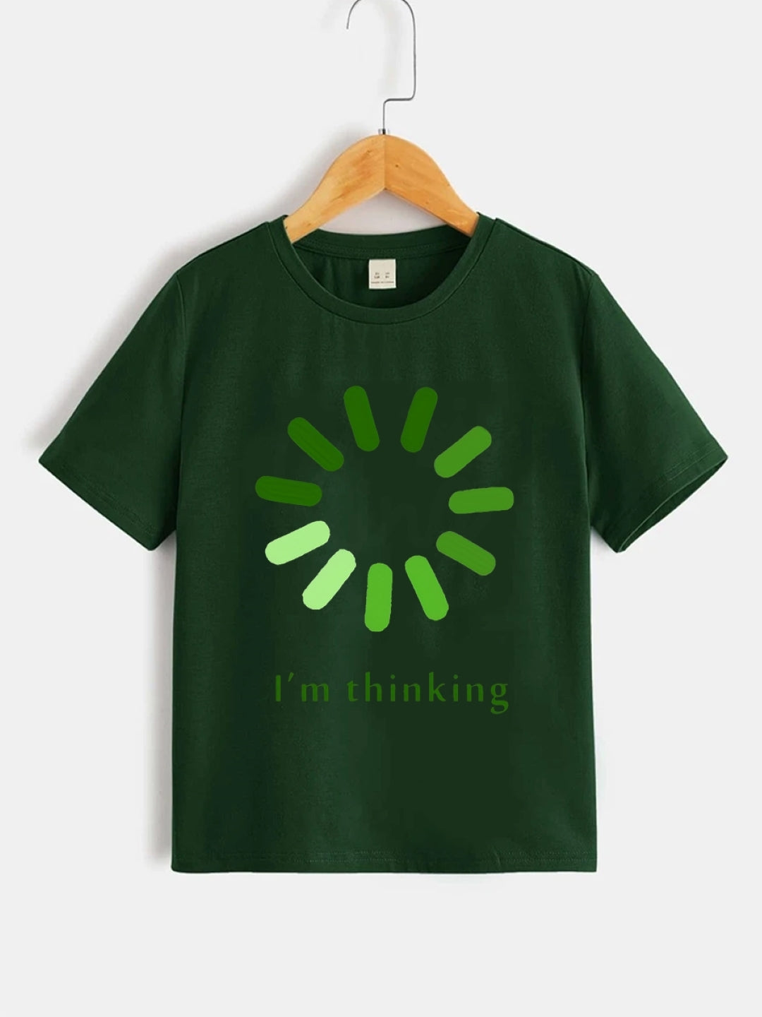 Green Round Neck Graphics Printed Short Sleeves Polyester T-Shirt