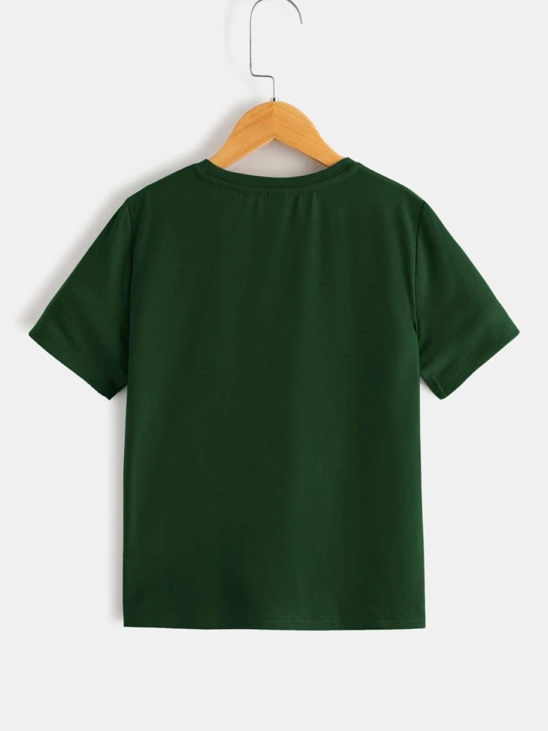 Green Round Neck Graphics Printed Short Sleeves Polyester T-Shirt