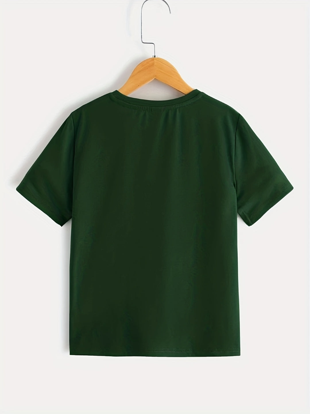 Green Round Neck Graphics Printed Short Sleeves Polyester T-Shirt