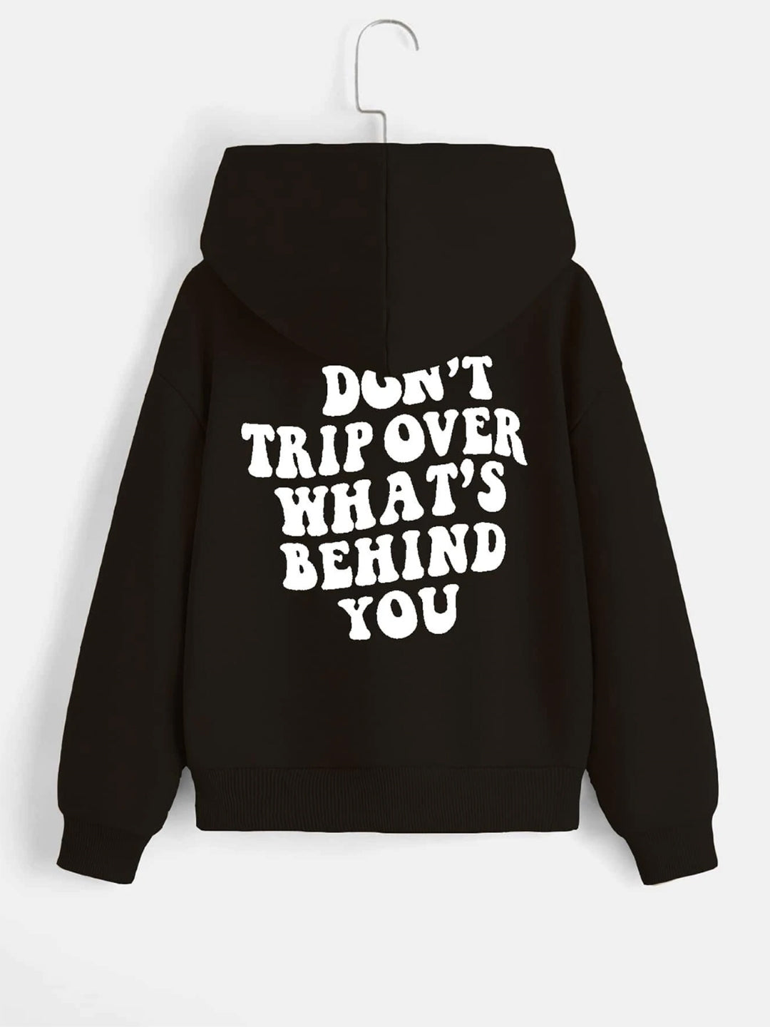 Black Graphics Printed Long Sleeves Polyester Hoodie