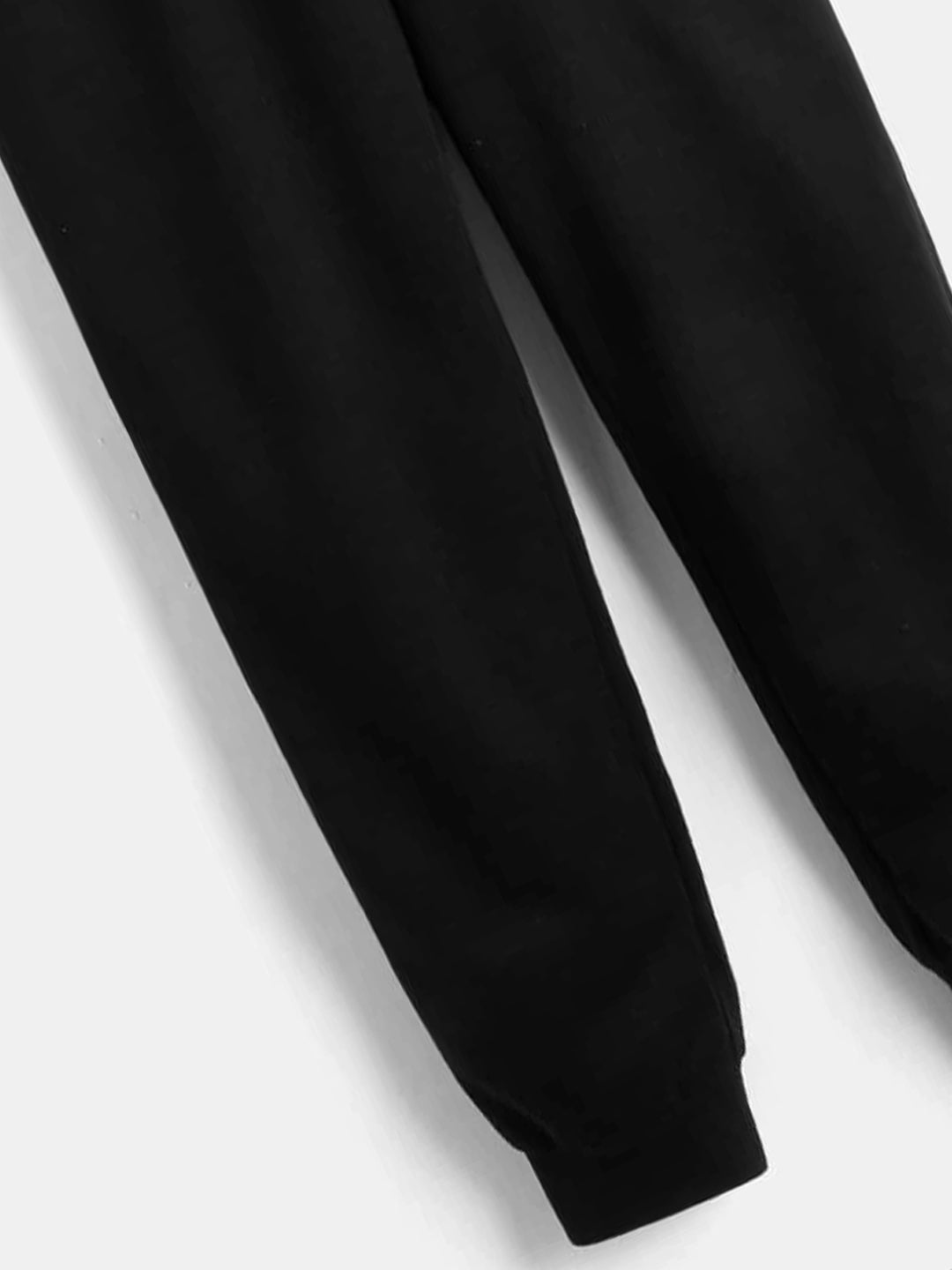 Black Printed Regular Fit Polyester Trouser