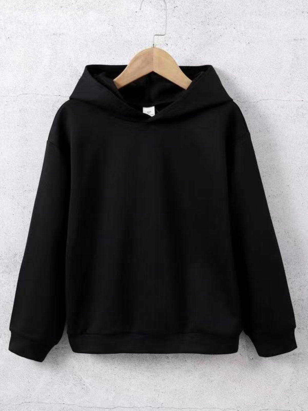 Black Graphics Printed Long Sleeves Polyester Hoodie