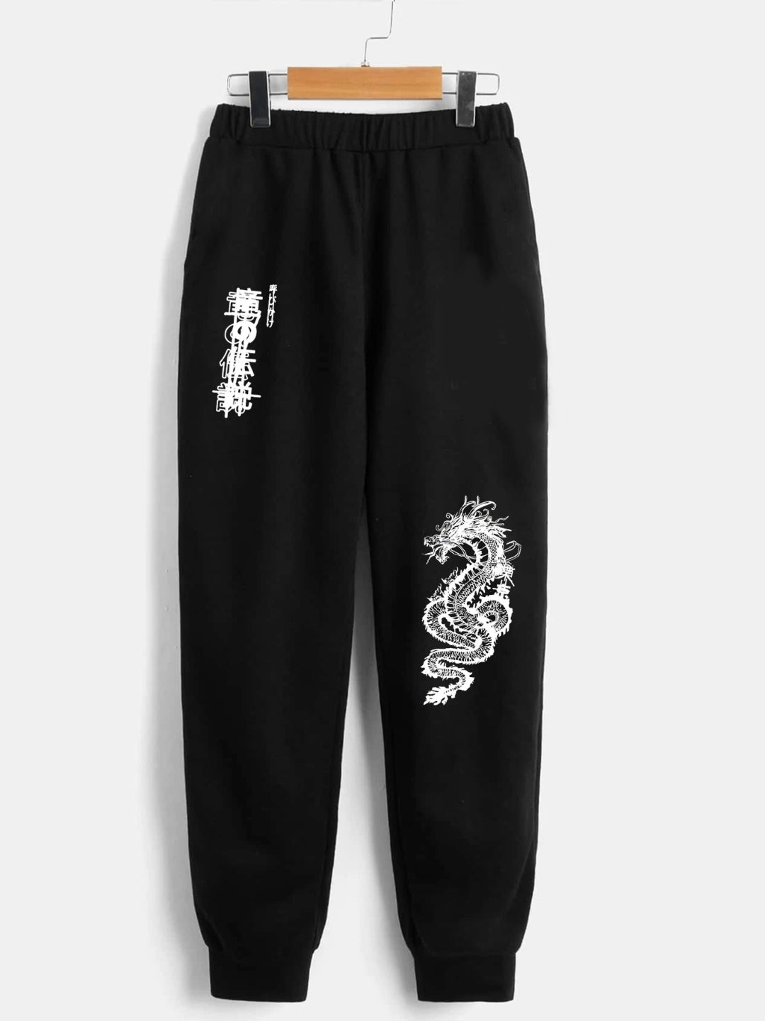 Black Printed Regular Fit Polyester Trouser