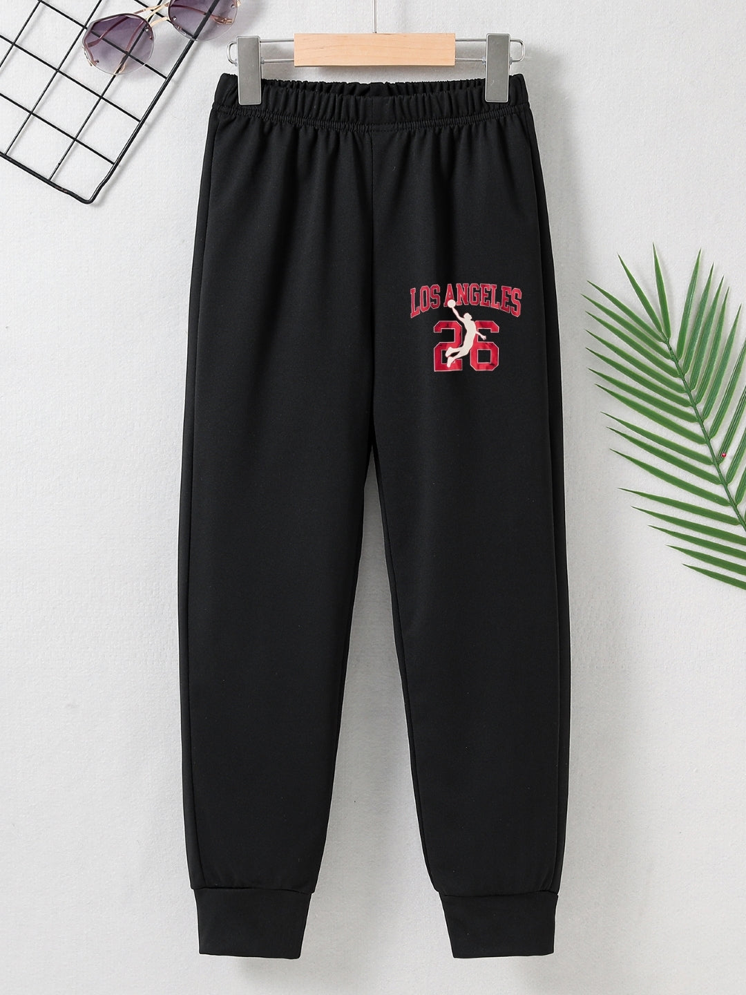 Black Printed Regular Fit Polyester Trouser