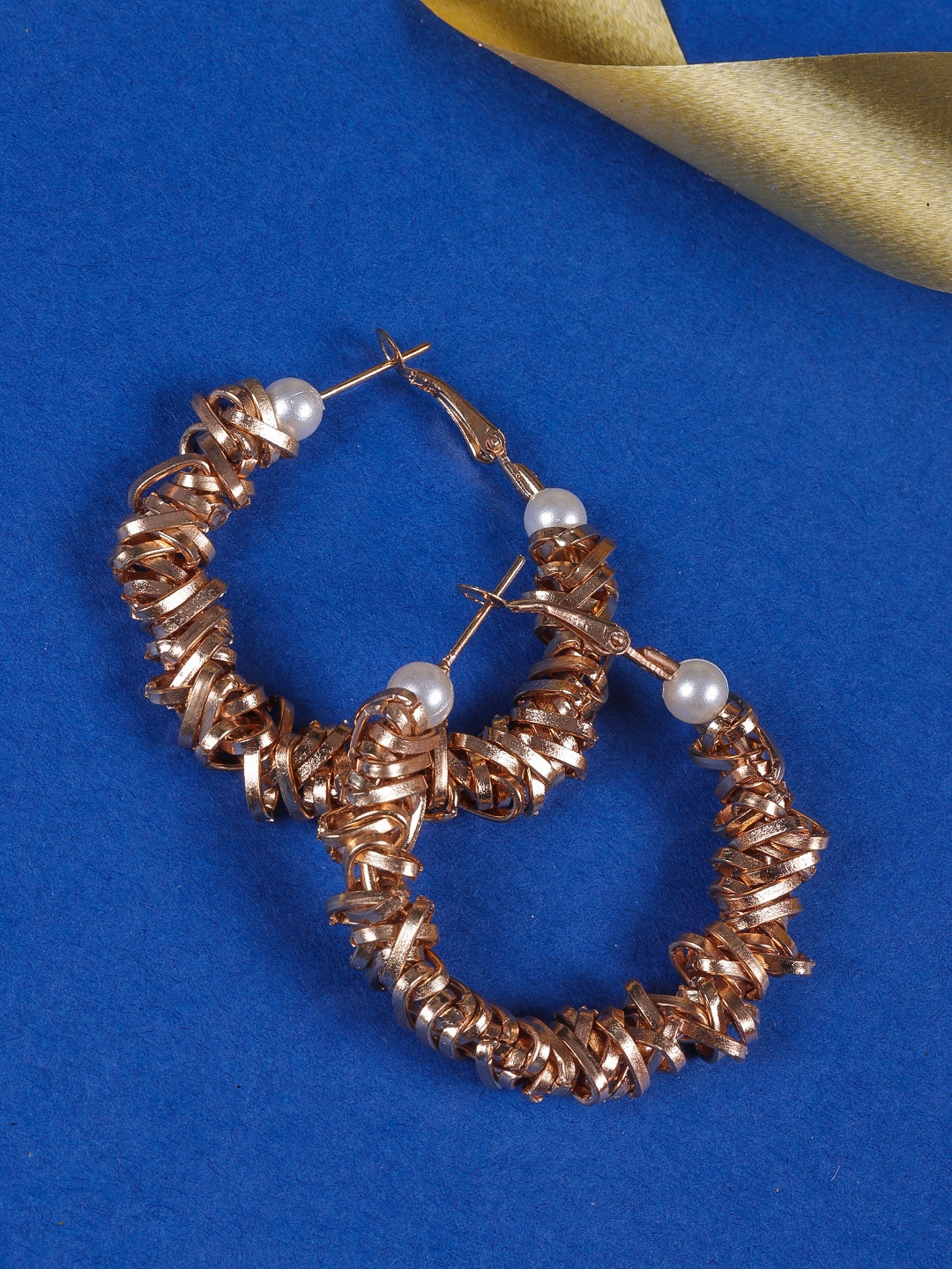 Rose Gold-Plated Contemporary Rose Gold Drop Earrings